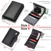 Karbon Fiber İnce Alüminyum RFID Cüzdan - Kahve - 7