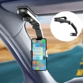 360 Derece Döner Güneşlik Araba Telefon Tutucu - Gri - 2