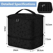 Çift Katmanlı Oje Organizer Çantası - Mor PU Şeritli - 3
