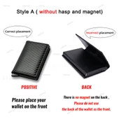Karbon Fiber İnce Alüminyum RFID Cüzdan - Kahve - 5