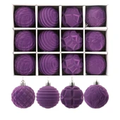 Beyaz Flocklu Noel Topu Süs - 6cm - 12 Adet - 11