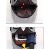 Erkek Moda Kanvas Omuz Çantası - Gri - 6