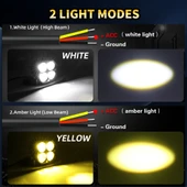 3 İnç Çift Renkli LED Spot Farlar - 200W Su Geçirmez - 2 Adet Beyaz Sarı - 3