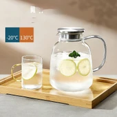 Şeffaf Cam Su Isıtıcısı - 2500ml - Çay ve Kahve Seti - 3