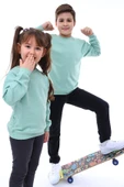 Basic Bisiklet Yaka Şardonlu Çocuk Sweatshirt 3-10 Yaş Krem - 1