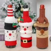 Noel Şarap Şişesi Kılıf Seti - Santa - Kar Adam - Stil A - 7