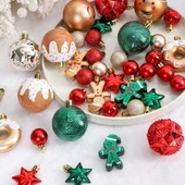 Kırmızı Yeşil Altın 42 Parça Noel Topu Süs Seti - Stil 2 - 3