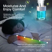 2L USB Hava Nemlendirici - 3 Nozullu - LED Işıklı - Ultrasonik Aroma Difüzör - 5