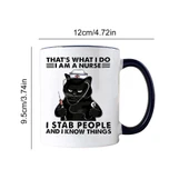Kedi Desenli Seramik Kahve Fincanı - Stil 5 - 11oz - 7