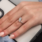 Beyaz Zirkon Taşlı Kalpli 925 Gümüş Yüzük Kadın - 5