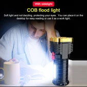5 LED El Feneri - Taşınabilir - Yüksek Lumen - USB Şarjlı - Yan Işık - 4 Mod - Siyah - 6