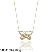 Kelebek  Özel Tasarım Çok Şık 14 Ayar Altın Kolye thumbnail 2