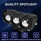 Motosiklet LED Spot Işık - Çift Renk - 1 Adet - 4