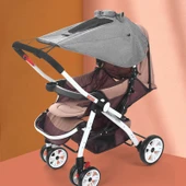 Evrensel Bebek Arabası Güneşlik UV Koruma Çadır Kapağı - Gri - 3