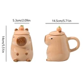 3D Kapibara Seramik Kahve Fincanı - Kahverengi - 301-400ml - 1