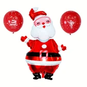 3 Adet 119 cm Noel Baba Alüminyum Folyo Balon Seti - Diğer Renkli Balon - 4