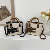Renk Bloklu Sebze Sepeti Çanta - Siyah - 20cm-30cm - 9