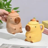 3D Kapibara Seramik Kahve Fincanı - Sarı - 301-400ml - 2