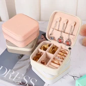 Mini Taşınabilir PU Deri Takı Saklama Kutusu - Sarı - 2