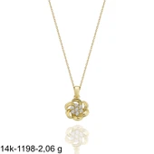 Minik Çiçek Özel Tasarım Çok Şık 14 Ayar Altın Kolye thumbnail 2