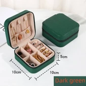 Mini Taşınabilir PU Deri Takı Saklama Kutusu - Yeşil - 1