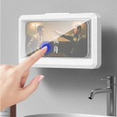 Su Geçirmez Banyo Telefon Tutucu - Beyaz - Dokunmatik Ekran Uyumlu - 4