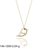 Minik Serçe Özel Tasarım Çok Şık 14 Ayar Altın Kolye thumbnail 2