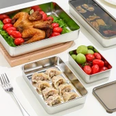 Paslanmaz Çelik Buzdolabı Düzenleyici Gıda Saklama Kabı - 1000ML - 27x5 cm - 3