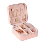 Mini Taşınabilir PU Deri Takı Saklama Kutusu - Pembe - 5