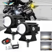Motosiklet LED Farı - Tek Paket - Çift Renk Yüksek/Düşük Işık - 2