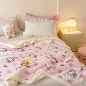 Hello Kitty Peluş İki Katlı Atkı Battaniye - 70x100cm - 9