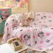 Hello Kitty Peluş İki Katlı Atkı Battaniye - 70x100cm - 4