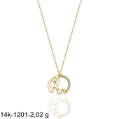 Minik Fil Yavrusu Özel Tasarım Çok Şık 14 Ayar Altın Kolye thumbnail 1