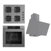 Ferre FLOWART Serisi Gri Set (SS208 + QBL63CPR +D079 ) - Emaye Izgara - 1