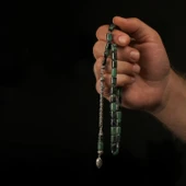 925 Ayar Püsküllü Yeşil-Siyah Katalin Tesbih - 1