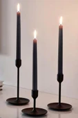 Bozkurt Konik Şamdan Mum Fener Mumu - Siyah - 14 Cm. - 12 Adetlik Paket - 2
