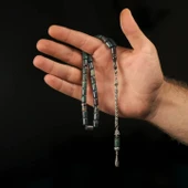 Gümüş Püsküllü 925 Ayar Katalin Renk Süzmesi Tesbih thumbnail 4