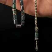 Gümüş Püsküllü 925 Ayar Katalin Renk Süzmesi Tesbih thumbnail 2