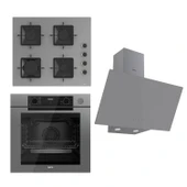 Ferre STEAMART-FRYART Serisi Gri Set (SS208 + QEP64CPR +D079 ) - Emaye Izgara - 1