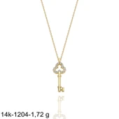 Minik Anahtar Yonca Başlı Çok Şık 14 Ayar Altın Kolye thumbnail 2