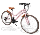 Sarissa Vintage 24" Jant 21 Vites Çelik Kadro V Fren Unisex Şehir Bisikleti Pembe Kahverengi Lastik thumbnail 2