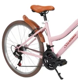 Sarissa Vintage 24" Jant 21 Vites Çelik Kadro V Fren Unisex Şehir Bisikleti Pembe Kahverengi Lastik thumbnail 4