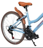 Sarissa Vintage 24" Jant 21 Vites Çelik Kadro V Fren Unisex Şehir Bisikleti Mavi Kahverengi Lastik thumbnail 3