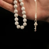 Mermer Taşı Doğal Taş 1000 Ayar Gümüş Püsküllü Tesbih thumbnail 2