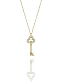 Minik Anahtar Yonca Başlı Çok Şık 14 Ayar Altın Kolye thumbnail 1