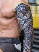 GZQB-007 YARI KALICI ETNİK DESEN KOL DÖVMESİ-TATTO - 1