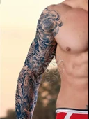 GZQB-032 YARI KALICI KURUKAFA VE YILAN DESEN KOL DÖVMESİ-TATTO - 1