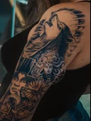 GZQB-065 YARI KALICI KURT HAÇ VE KADIN DESEN KOL DÖVMESİ-TATTO - 1