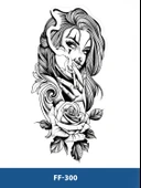 FF-300 ORTA BOY KADIN VE GÜL DESEN GEÇİCİ DÖVME-TATTO - 1