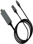 HDMI Apple Android Type-C Giriş Uyumlu 4K 60Hz HDTV Görüntü Aktarım Kablosu Projektör Dönüştürücü - 2